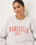 Marseille embroidered graphic co-ord in ice marl