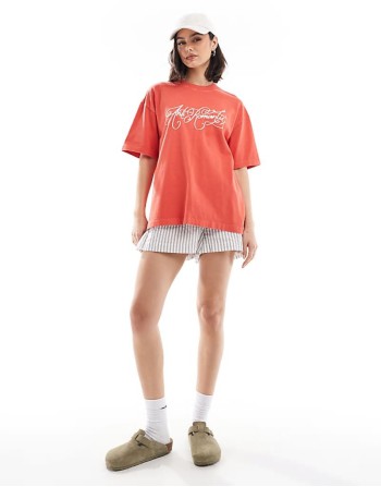 Cotton On anti romantic boxy graphic tee in red