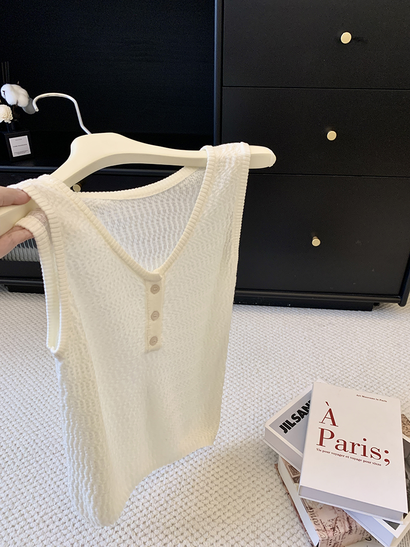 2026 Summer New Korean Fashion Versatile V-Neck Sleeveless Knit Top Women Loose Slim Casual - Style 2f009e