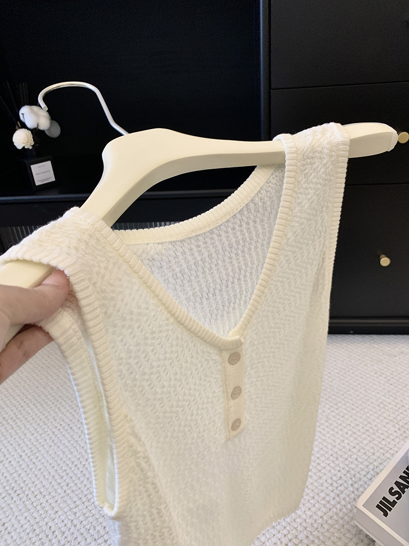 2026 Summer New Korean Fashion Versatile V-Neck Sleeveless Knit Top Women Loose Slim Casual - Style 2f009e - Image 2