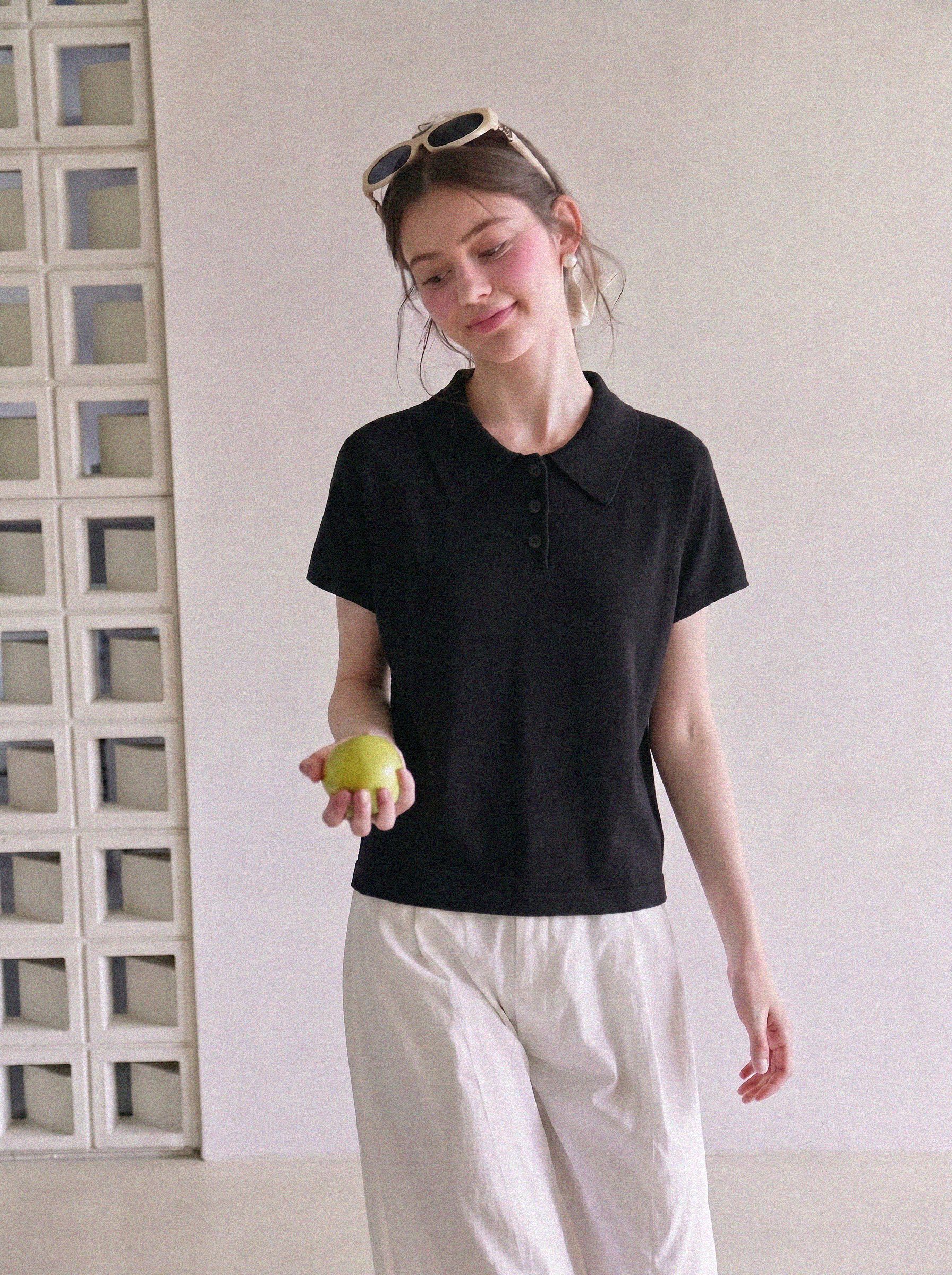 Korean Style Casual Polo Short Sleeve T-Shirt for Women 2026 Summer New Plus Size Slim Fit Regular Shoulder Versatile Top