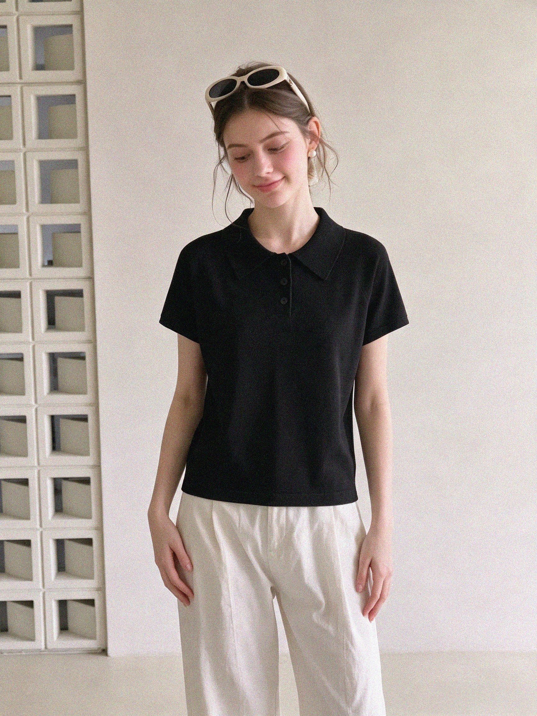 Korean Style Casual Polo Short Sleeve T-Shirt for Women 2026 Summer New Plus Size Slim Fit Regular Shoulder Versatile Top - Image 2