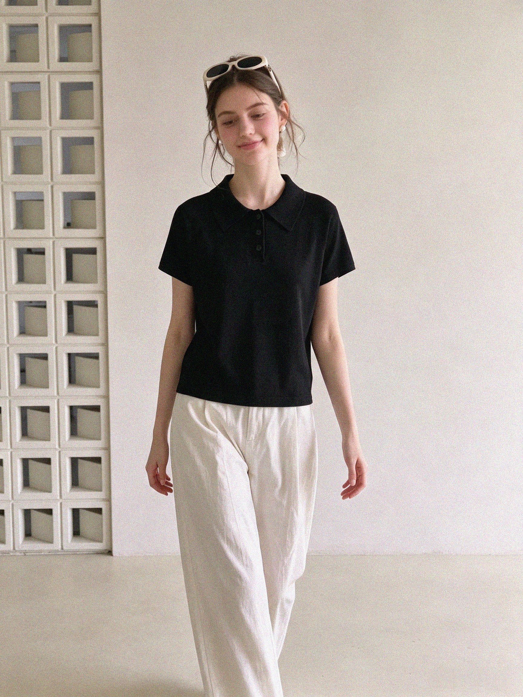 Korean Style Casual Polo Short Sleeve T-Shirt for Women 2026 Summer New Plus Size Slim Fit Regular Shoulder Versatile Top - Image 3