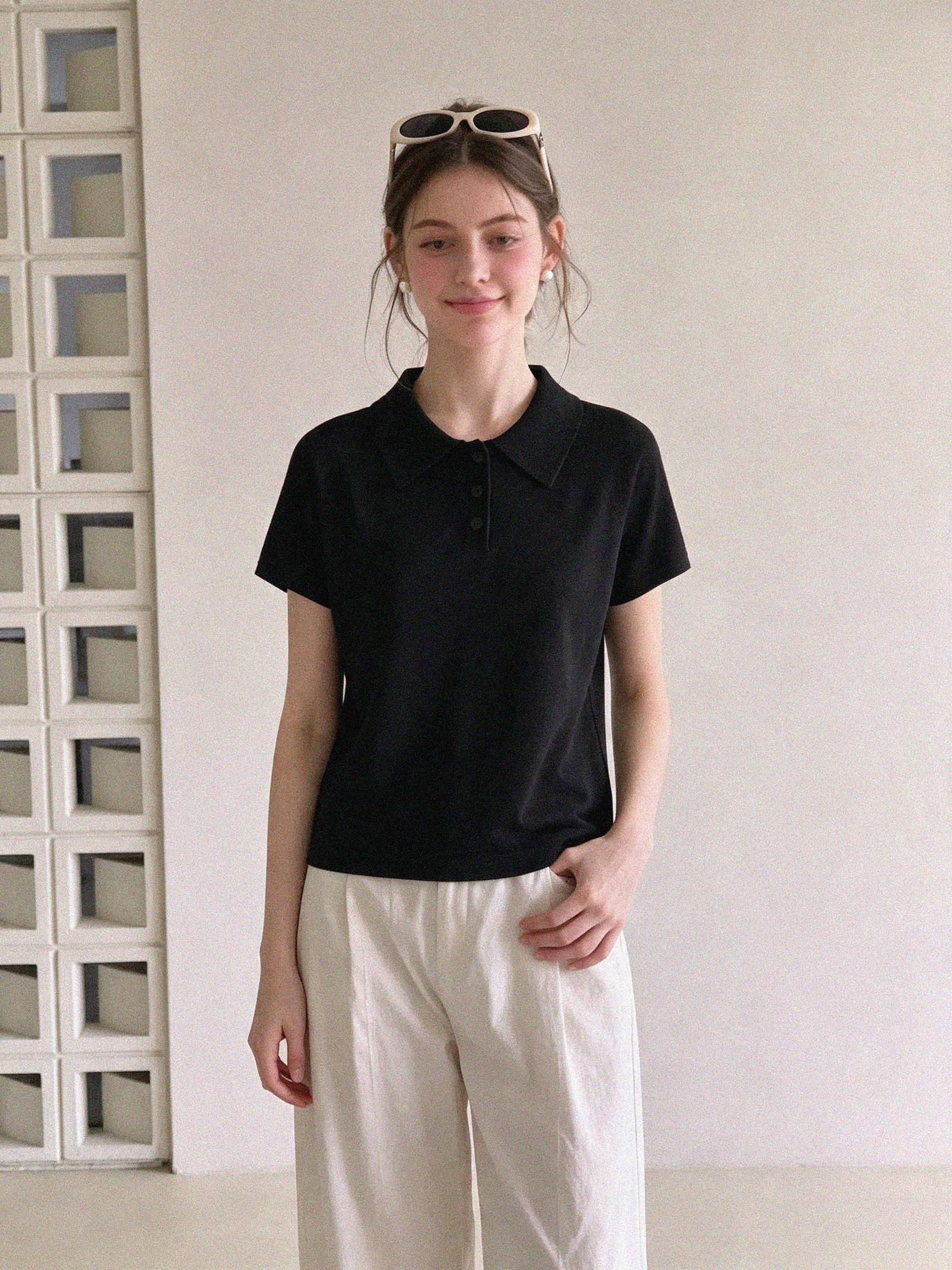 Korean Style Casual Polo Short Sleeve T-Shirt for Women 2026 Summer New Plus Size Slim Fit Regular Shoulder Versatile Top - Image 4