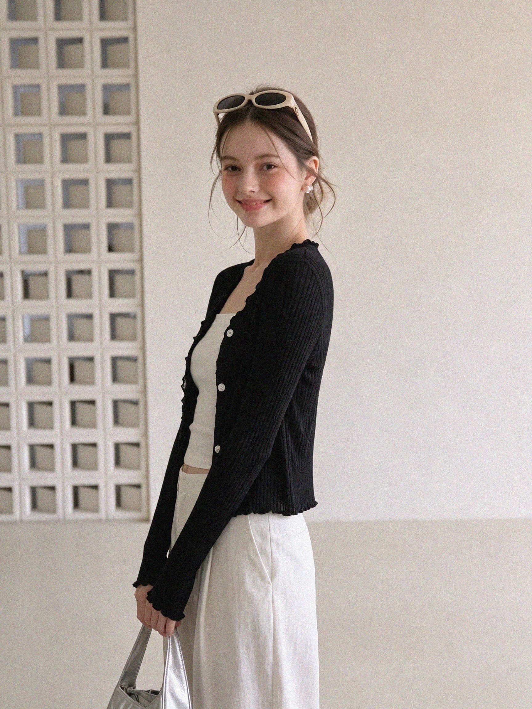 New French Ruffled V-Neck Knit Sun Protection Cardigan Summer Shawl for Women Short Thin Jacket - Image 2