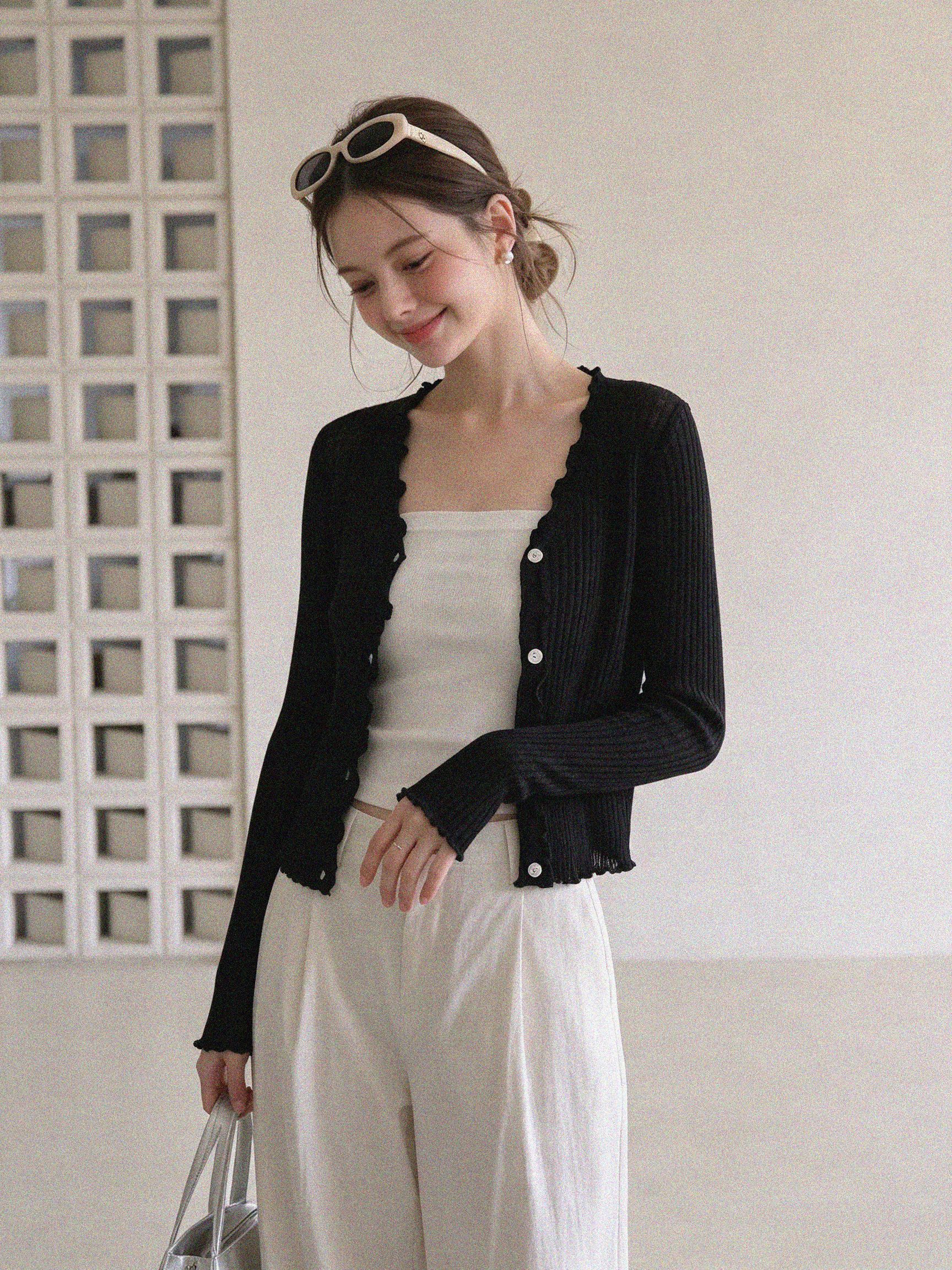 New French Ruffled V-Neck Knit Sun Protection Cardigan Summer Shawl for Women Short Thin Jacket - Image 4
