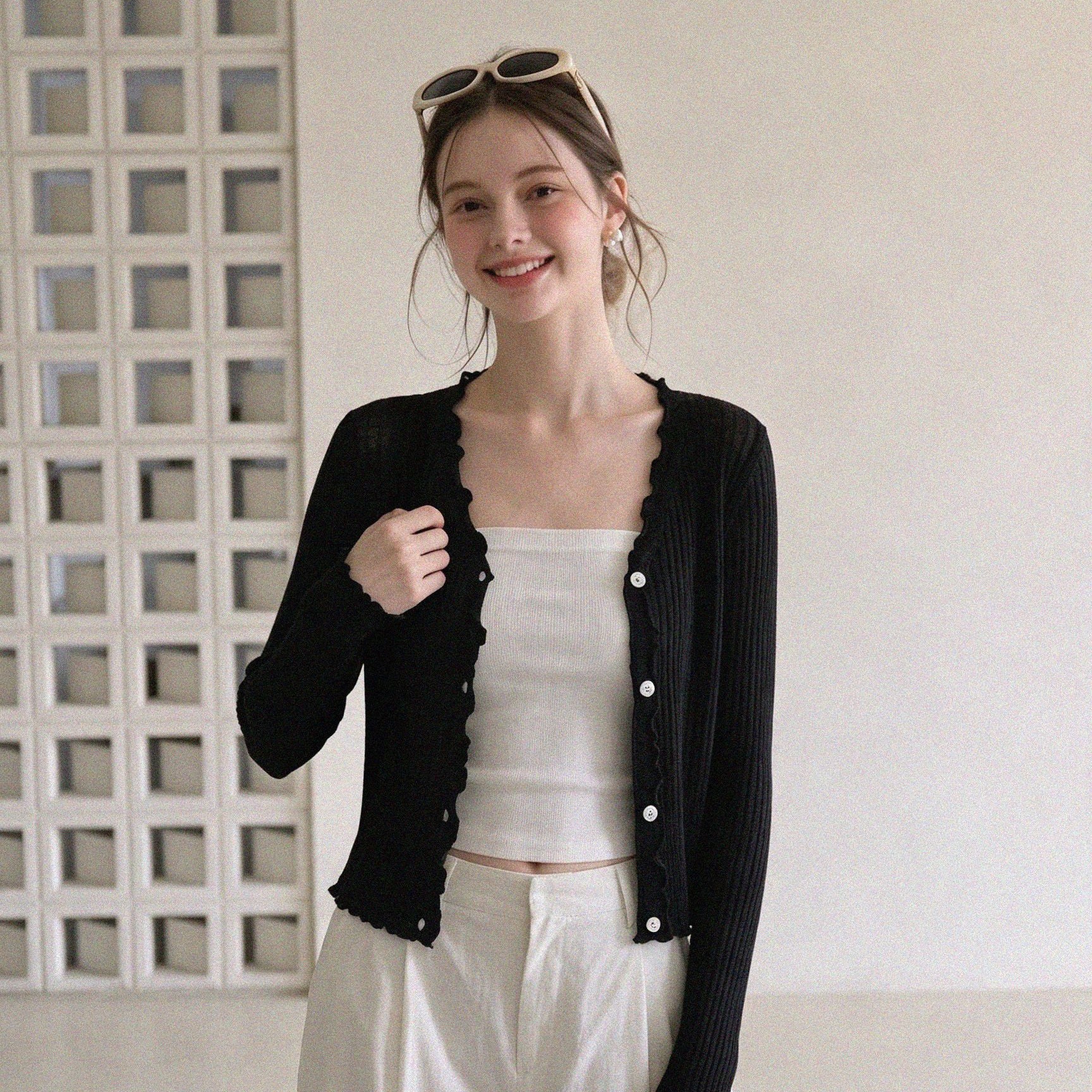 New French Ruffled V-Neck Knit Sun Protection Cardigan Summer Shawl for Women Short Thin Jacket - Image 5