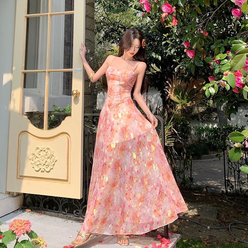 Summer Mermaid Jacquard Chiffon Sleeveless Long Dress for Beach Vacation - Image 3