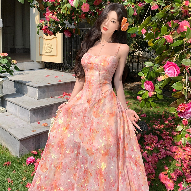 Summer Mermaid Jacquard Chiffon Sleeveless Long Dress for Beach Vacation - Image 5