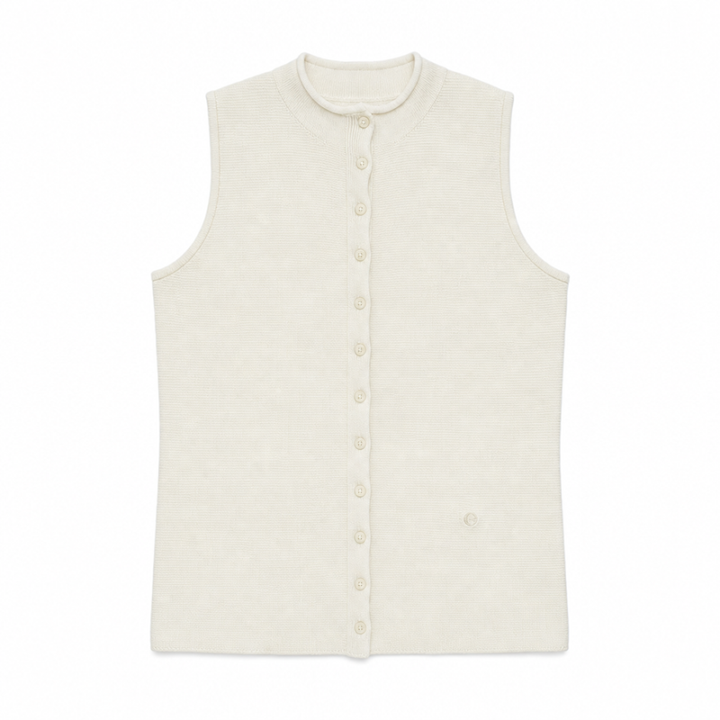 Summer New Solid Knit Vest Top Stand Collar Sleeveless Cardigan Elegant Soft Thin Women Blouse - Image 5