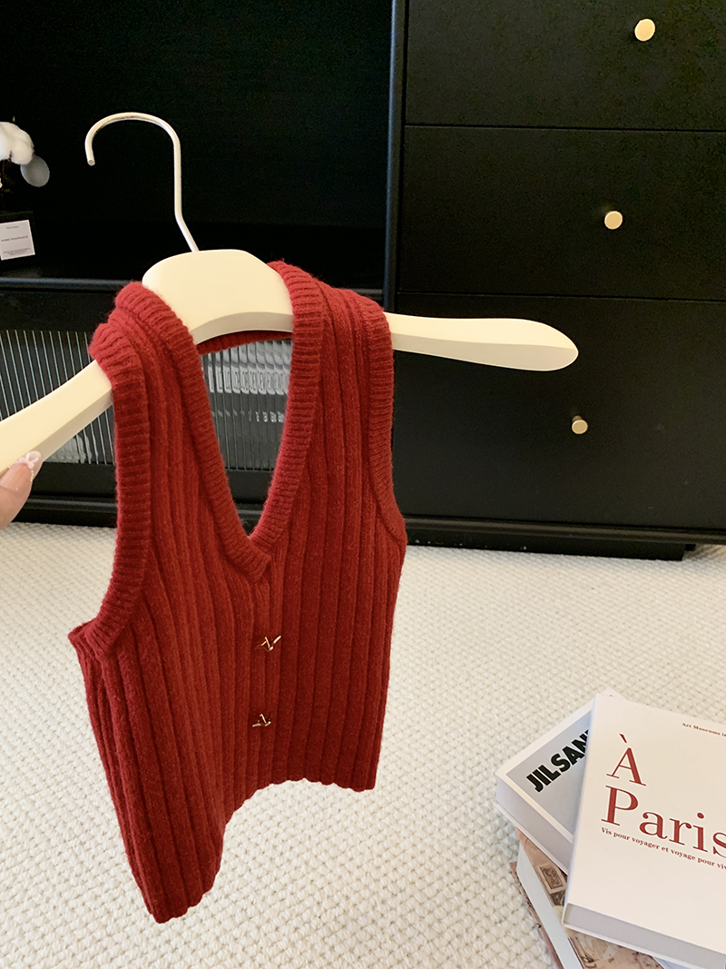 Vintage Knit Halter Vest Top Slim Fit Summer Camisole Solid Color Women’s Casual Top
